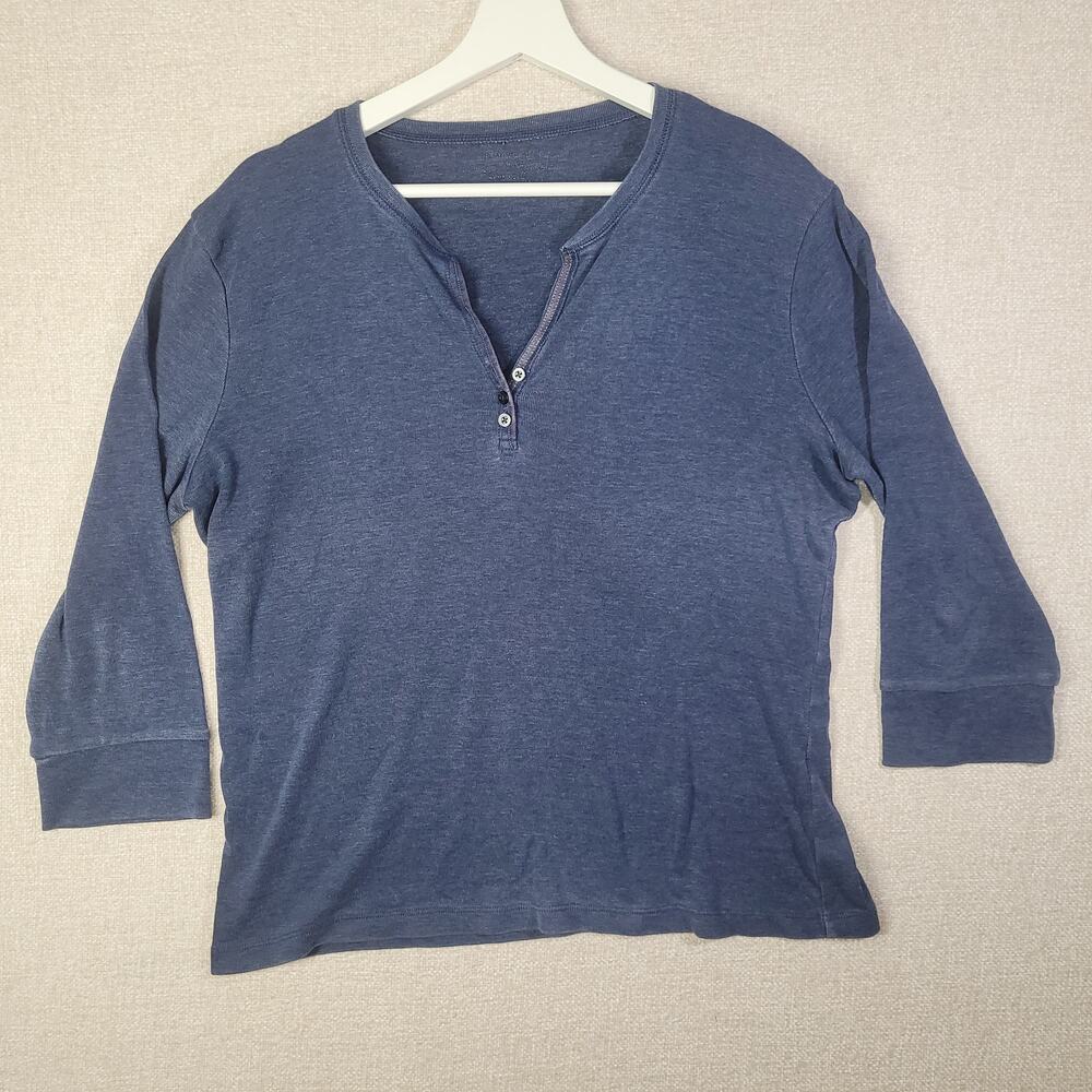 Comfy Blue Quarter Sleeve T-Shirt - Perfectly Worn-In Medium